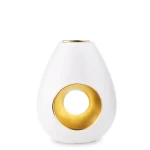 Wazon ceramiczny 18 x 14 x 7 cm (biały, złote zdobienia)