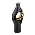 Wazon ceramiczny 30 x 13 x 8 cm (czarny, złote zdobienia)_przód