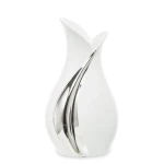 Wazon ceramiczny 26 x 14 x 8,5 cm (biały, srebrne zdobienia)