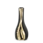 Wazon ceramiczny 19,5 x 8 x 6 cm (czarny, złote zdobienia)