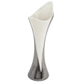 Wazon ceramiczny 24 x 9,5 x 7 cm (biały ze srebrnymi zdobieniami)_bok