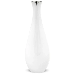 Wazon ceramiczny 30 x 10 x 10 cm (biały ze srebrnymi zdobieniami)