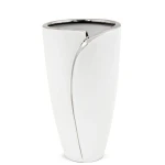Wazon ceramiczny 24 x 13 x 13 cm (biały ze srebrnymi zdobieniami)