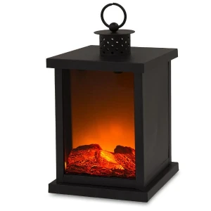 Lampion metalowy LED 31 x 16 x 16 cm (czarny)