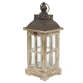 Lampion drewniany 45 x 15,5 x 15,5 cm (przecierany brązowy)