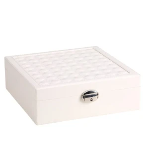 Szkatułka na biżuterię 8,5 x 25,3 x 25,3 cm (kremowa)