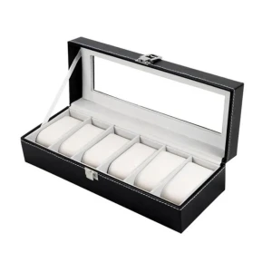Szkatułka na 6 zegarków 8 x 39 x 11,3 cm (czarna)