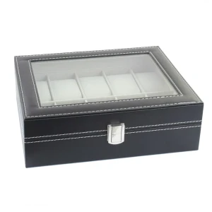 Szkatułka na 10 zegarków 8 x 25,5 x 20,4 cm (czarna)