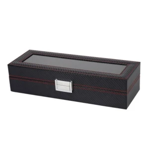 Szkatułka na 6 zegarków Karbon 8 x 33 x 11,5 cm (czarna)