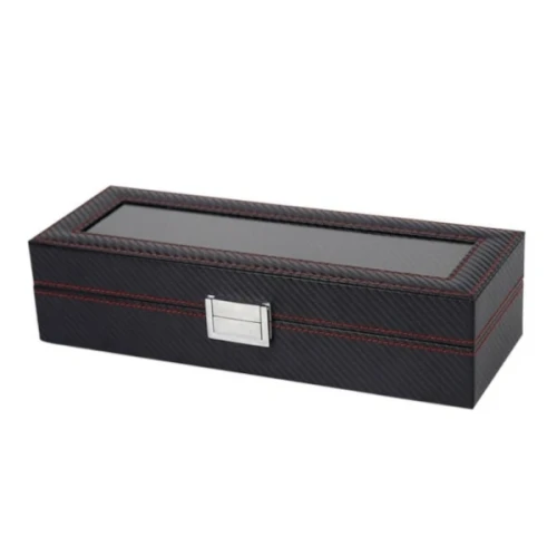 Szkatułka na 6 zegarków Karbon 8 x 33 x 11,5 cm (czarna)