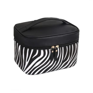 Kosmetyczka damska Kuferek 15,5 x 21,5 x 14,5 cm (czarna zebra)