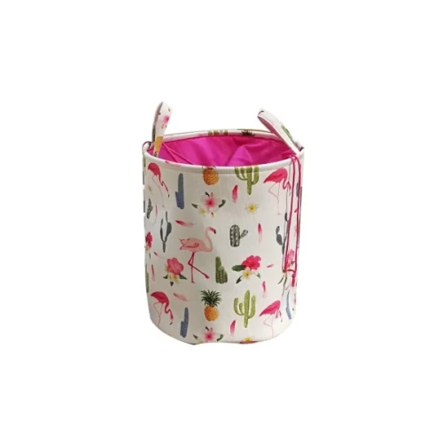 Materiałowy kosz na zabawki Flamingi 40 x 35 x 35 cm (biały)