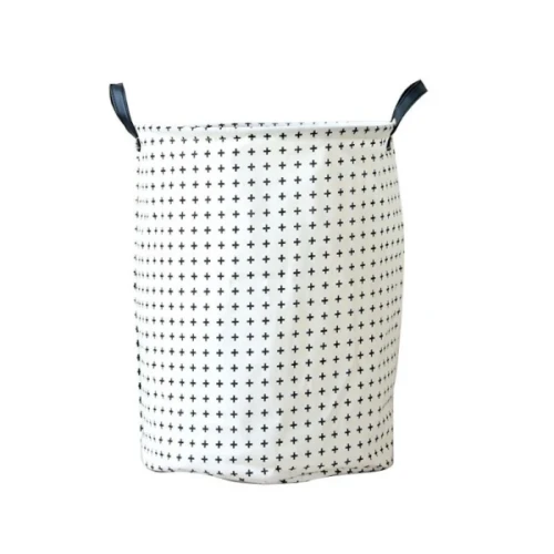 Materiałowy kosz na pranie Krzyżyki 45 x 35 x 35 cm (biały)