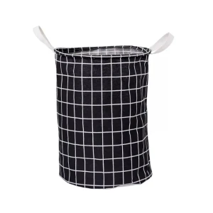 Materiałowy kosz na pranie Kratka 45 x 35 x 35 cm (czarny)