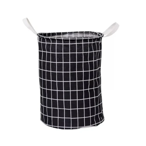 Materiałowy kosz na pranie Kratka 45 x 35 x 35 cm (czarny)