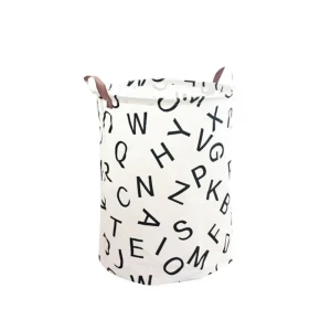 Materiałowy kosz na pranie Literki 45 x 35 x 35 cm (biały)