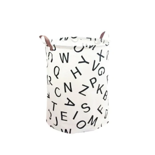 Materiałowy kosz na pranie Literki 45 x 35 x 35 cm (biały)