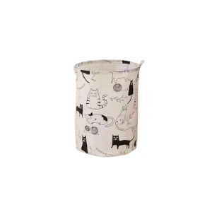 Materiałowy kosz na pranie Koty 45 x 35 x 35 cm (biały)