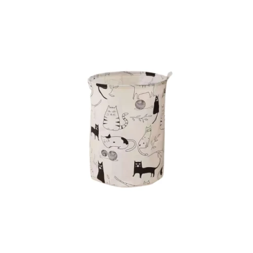Materiałowy kosz na pranie Koty 45 x 35 x 35 cm (biały)