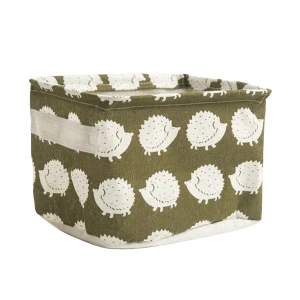 Materiałowy pojemnik na zabawki Jeże 14 x 25 x 21 cm (khaki)