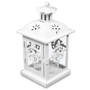 Lampion metalowy 24 x 12,5 x 12,5 cm (biały)