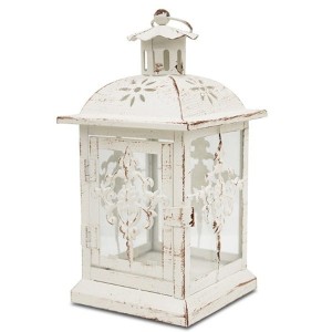 Lampion metalowy  27,5 x 13 x 13 cm (kremowy)