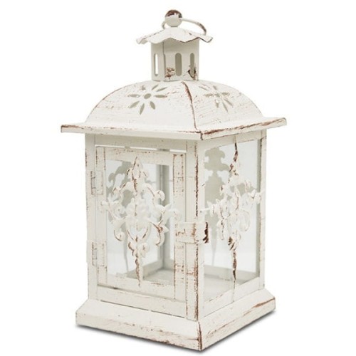 Lampion metalowy  27,5 x 13 x 13 cm (kremowy)