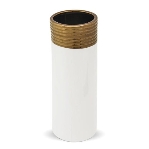 Wazon ceramiczny 27 x 9,5 x 9,5 cm (biały ze złotymi zdobieniami)