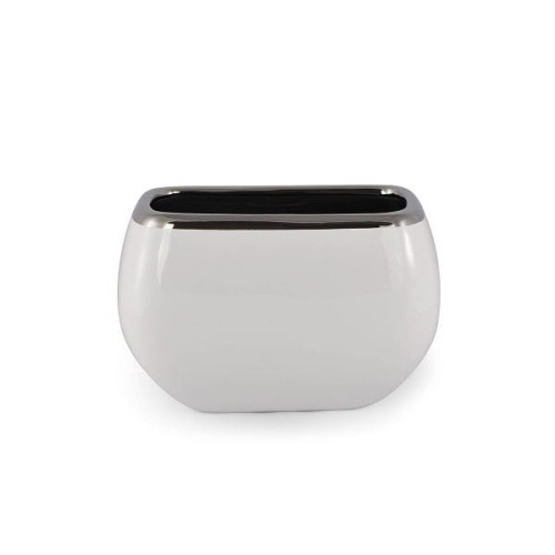 Osłonka ceramiczna 16 x 24 x 15 cm (biała ze srebrnym zdobieniem)