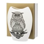 Wazon porcelanowy Sowa 20 x 16 x 6 cm (biały z czarnymi zdobieniami)