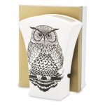 Wazon porcelanowy Sowa 20,5 x 15 x 6,5 cm (biały z czarnymi zdobieniami)