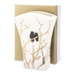 Wazon porcelanowy Sowy 20,5 x 15 x 6,5 cm (biały ze złotymi zdobieniami)