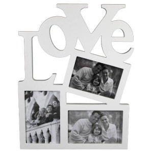 Drewniana multirama Love na 3 zdjęcia 9 x 13cm (biała)