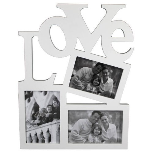 Drewniana multirama Love na 3 zdjęcia 9 x 13cm (biała)