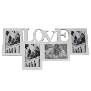 Drewniana multirama Love na 4 zdjęcia 10 x 15cm (biała)
