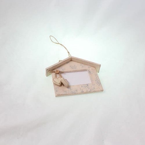 Drewniana ramka domek 17 x 28,5 × 3 cm (beżowa)