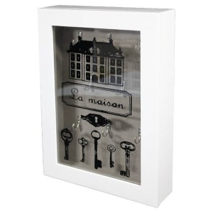 Drewniana szafka na klucze 33 x 23 cm (biała)
