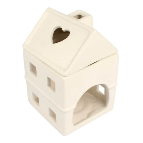 Kominek ceramiczny domek 10,5 × 15 × 10,5 cm (beżowy)