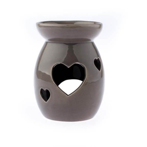 Kominek ceramiczny serca 9,8 x 14 x 9,8 cm (brązowy)