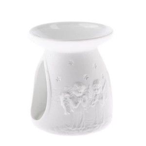 Kominek porcelanowy aniołki 10,5 x 12,2 x 10,5 cm (biały)