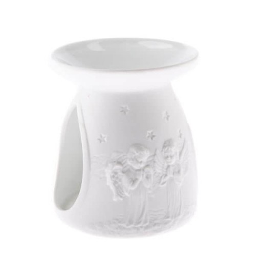 Kominek porcelanowy aniołki 10,5 x 12,2 x 10,5 cm (biały)