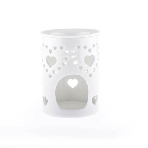 Kominek porcelanowy serca 8,5 x 11,5 x 8,5 cm (biały)