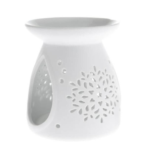 Kominek porcelanowy śnieżynka 10,5 x 12,2 x 10,5 cm (biały)