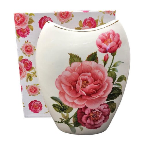 Wazon porcelanowy Róże 21 x 17 x 6 cm (biały)
