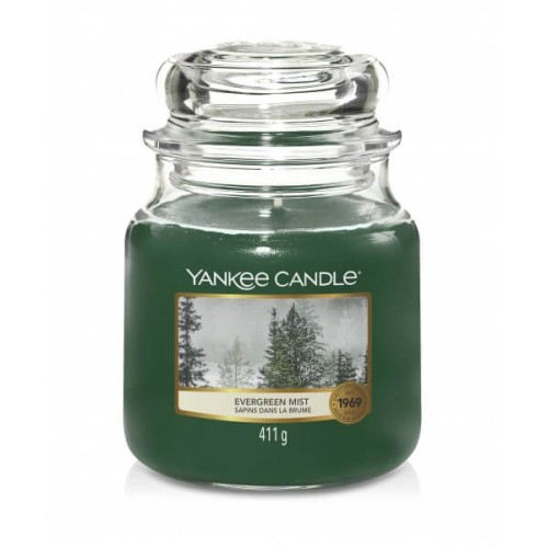 Świeca Yankee Candle Evergreen Mist, średni słoik (411g)