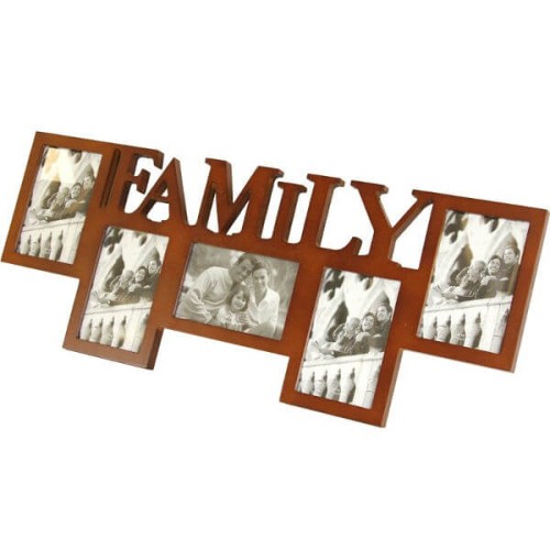 Drewniana multirama Family na 5 zdjęć 10 x 15cm (brązowa)
