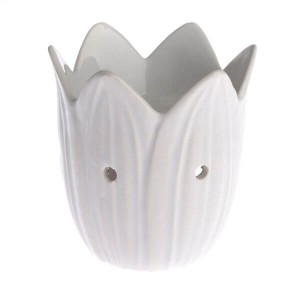 Kominek ceramiczny kwiat 12,5 x 12,5 x 10,5 cm (biały)