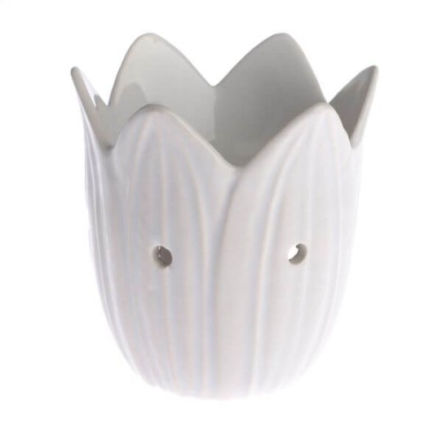 Kominek ceramiczny kwiat 12,5 x 12,5 x 10,5 cm (biały)