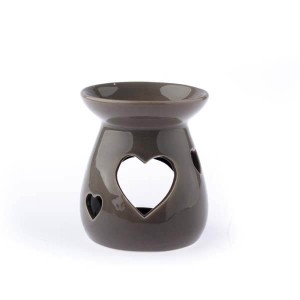 Kominek ceramiczny serca 9,6 x 11 x 9,6 cm (brązowy)