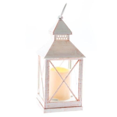 Lampion LED 23,5 x 10 x 10 cm (biały z przetarciami)